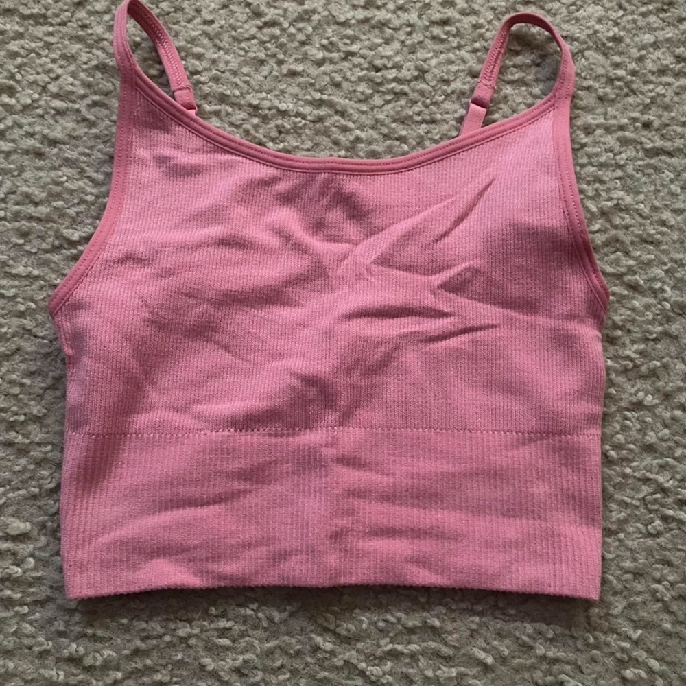 Pink Ribbed Crop Top